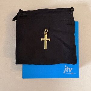 18K Yellow Gold Over Bronze Cross Pendant